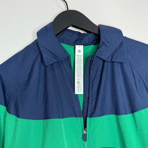 NWT Nylon Collared Jacket Retro Remix Set, Club Blue/ Raceway Green, size S - Picture 4 of 5